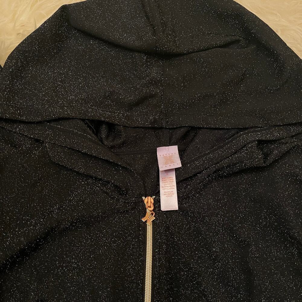 Savage X Fenty 3X Sleep & Shine Jumpsuit | Hooded Gold Zip Black Caviar Sold Out - Picture 6 of 11